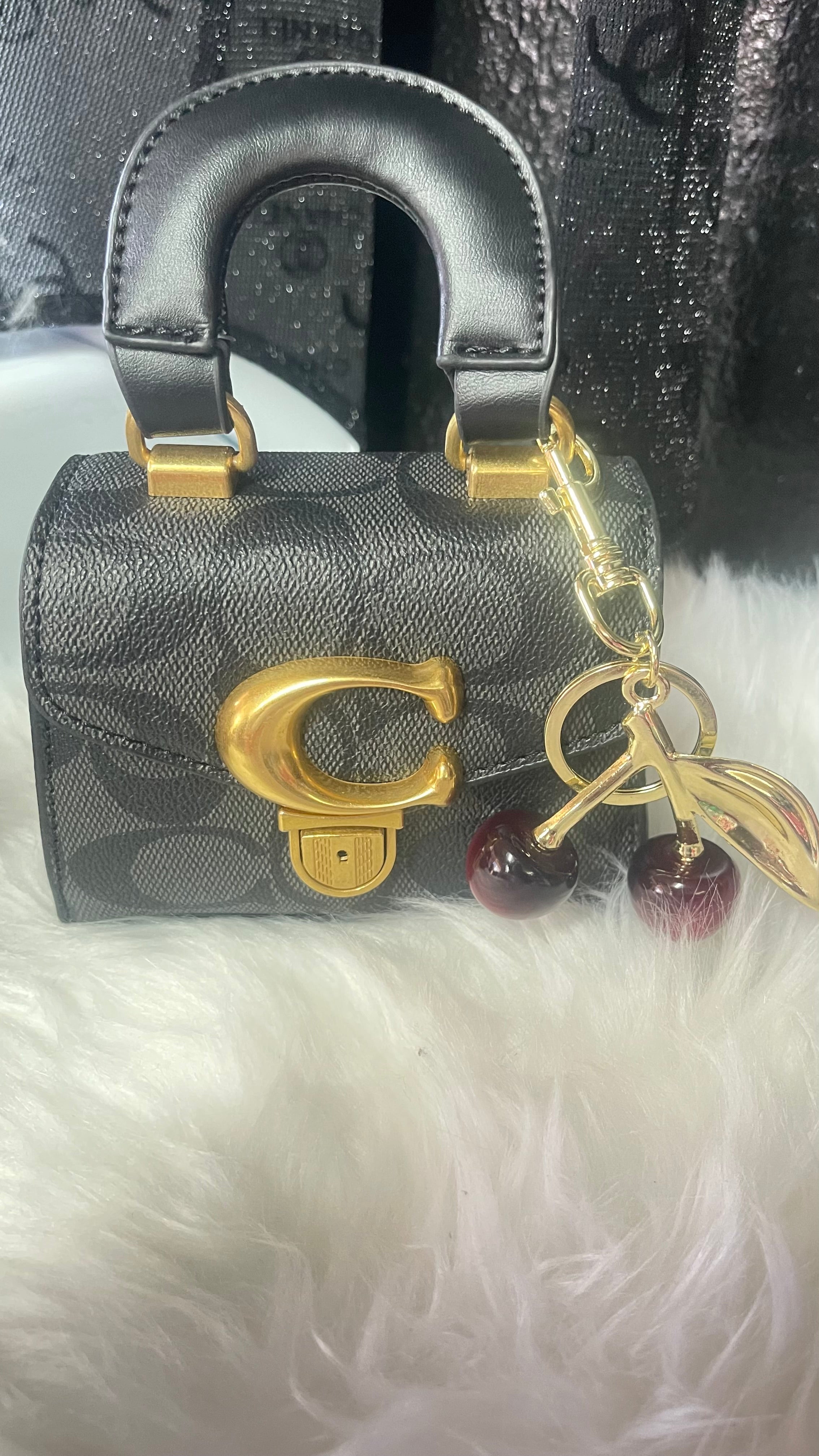 Mini Crossbody Bag with Cherry Charm — Available in 4 Colors